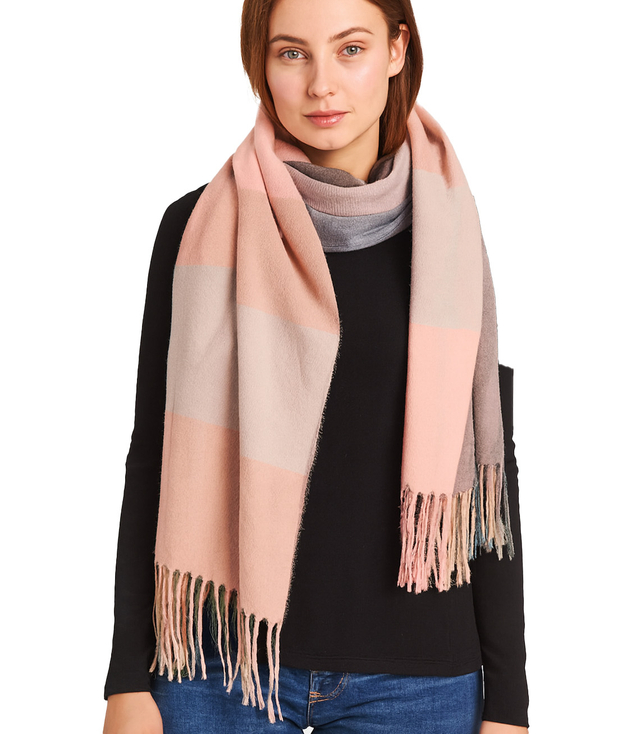 Dámská kostkovaná šála s třásněmi 190x80