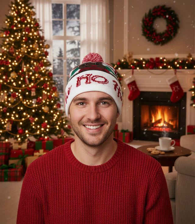 Zimní vánoční čepice s bambulí - ideální pro preze