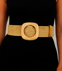 Pletený dámský opasek s velkou sponou