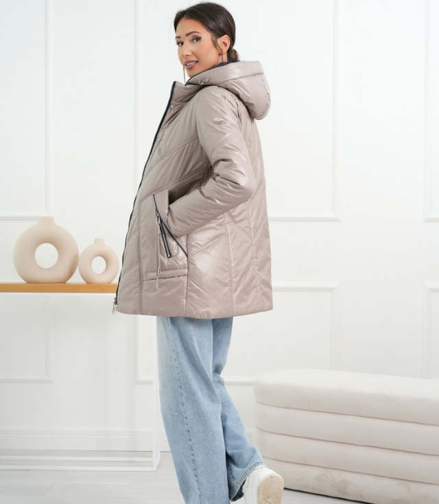 Dámská teplá přechodná bunda s kapucí Elegantní podzimní růže