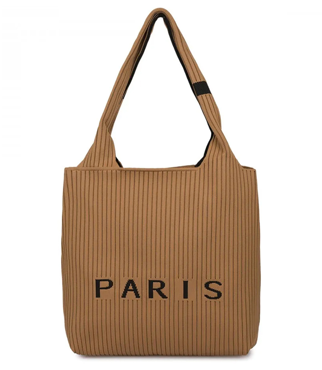 PARIS shopper bag elegantní pruhovaná taška přes rameno se zipem