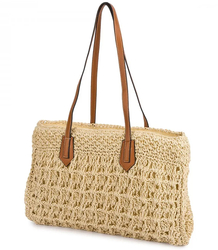 Ažurová taška z rafie s elegantními uchy v letním boho stylu