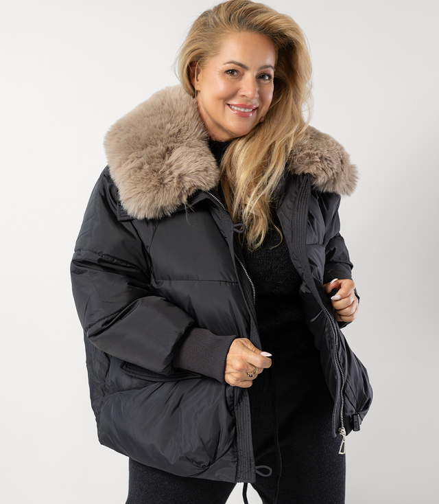 Zimní bunda bomber s odnímatelnou bundou z ovčí kůže IRMA
