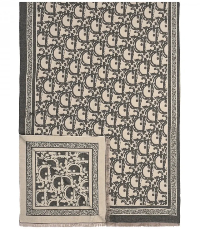 Teplá stylová šála vzor ornament měkký hladký 180x65 cm