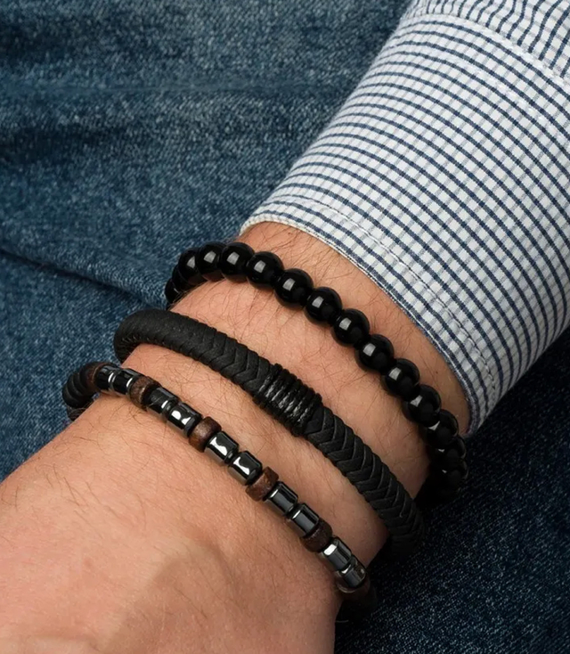Sada pánských náramků z přírodního kamene