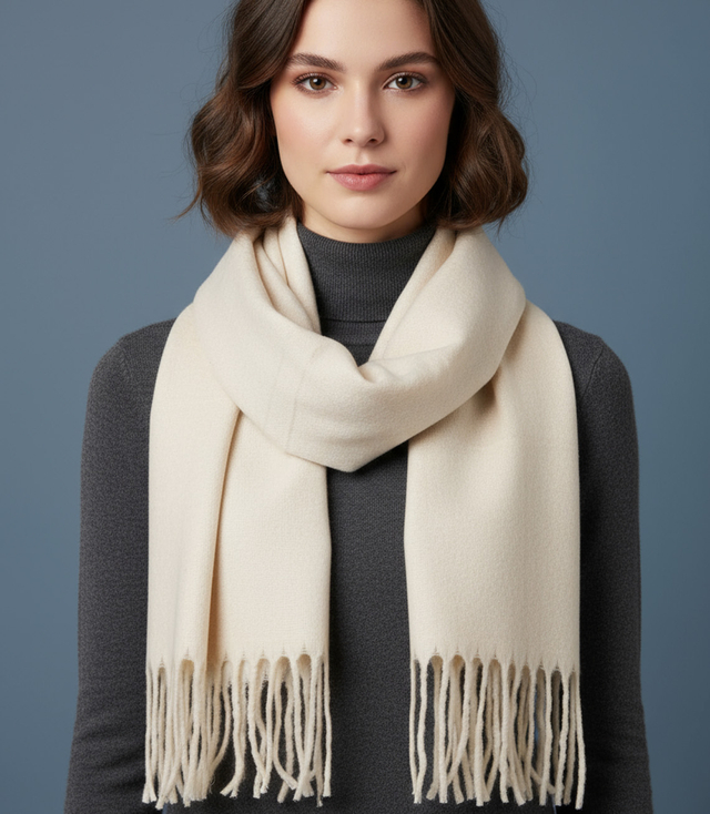 Elegantní šátek s třásněmi v jedné barvě