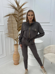 Tepláková souprava se semišovou bundou a kalhotami