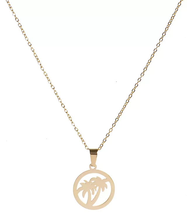 Dámský zlatý náhrdelník z řetízku s palmou módní