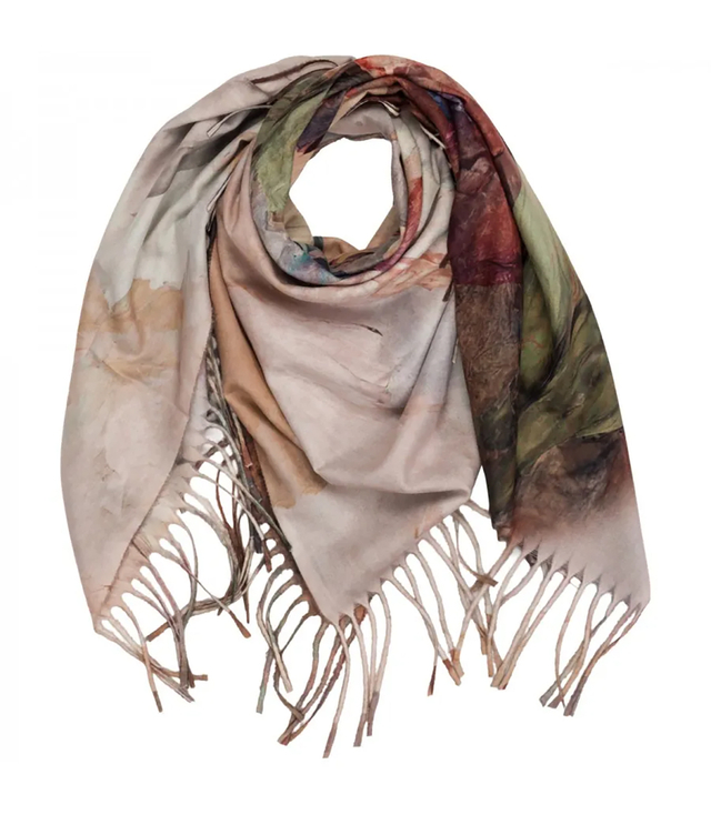 Elegantní velká květinová šála se střapci