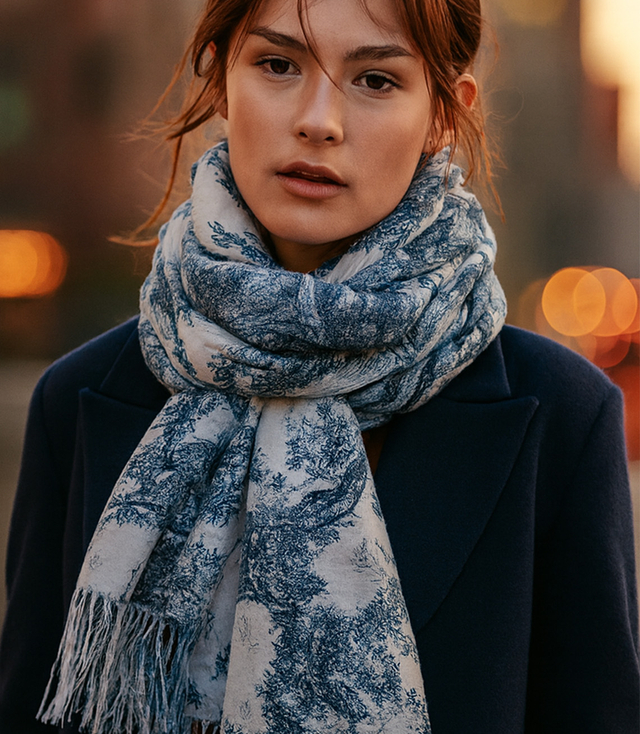 Dámská luxusní šála s květinovým vzorem 180x70