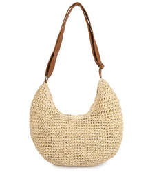 Půlkruhová boho kabelka s popruhem z ekokůže a zapínáním na zip