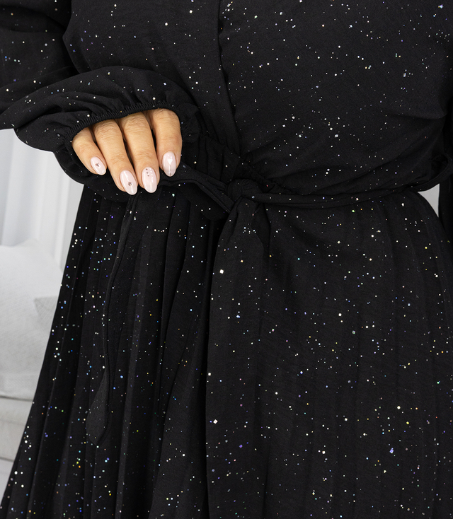 Elegantní mini šaty s krystaly a plisovaným spodním dílem VELVET COMET