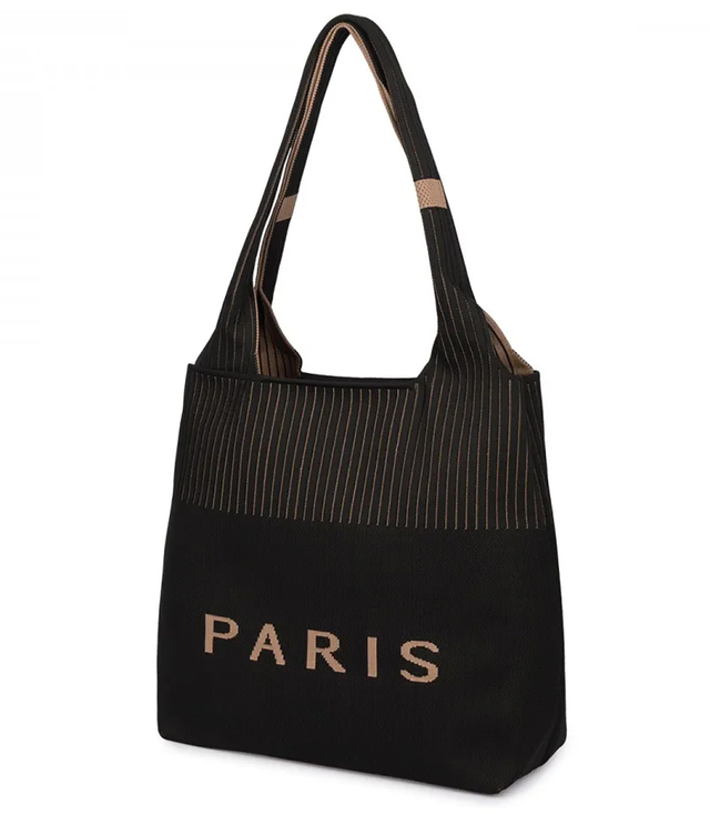PARIS shopper bag velká látková taška přes rameno se zipem
