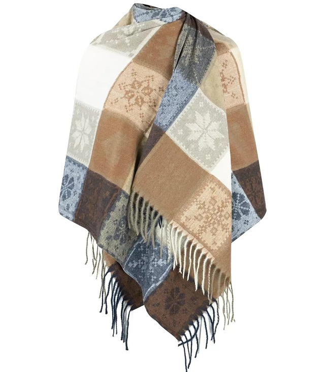 Teplá šála check check pletená dlouhá