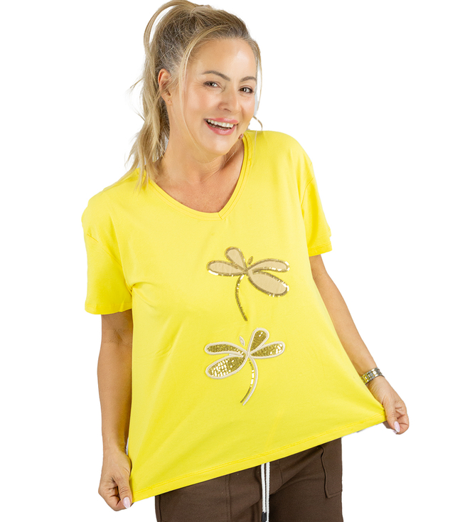 Halenka s ozdobnou aplikací vážky LIBELLA