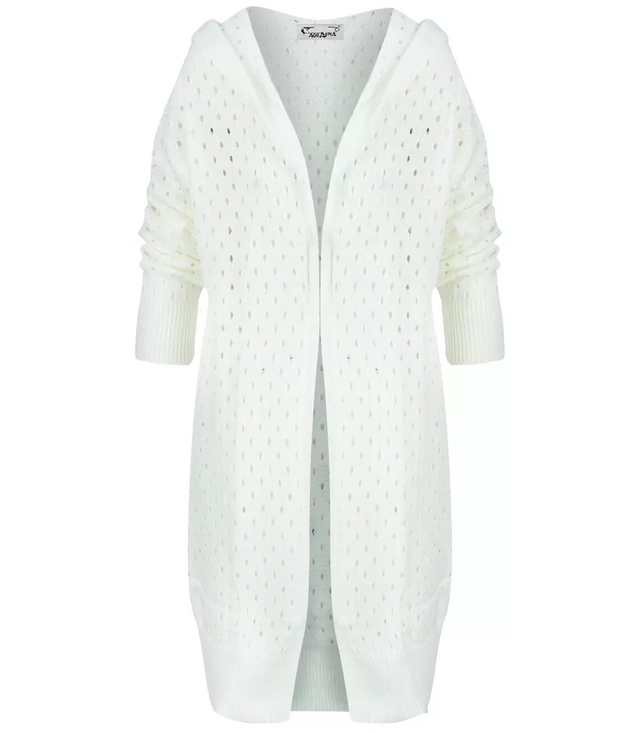 Dlouhý prolamovaný svetr s kapucí ANIELA