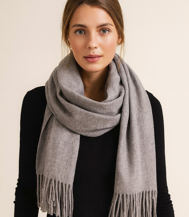 Šála Silná šála se střapci jednobarevná teplá měkká 200x70 cm