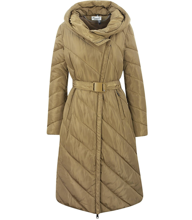 Dlouhá prošívaná zimní péřová bunda Cloak