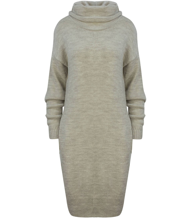 Pletené svetrové šaty s rolákem BASIC MIDI