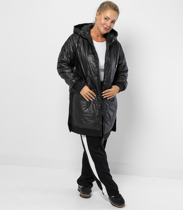 Dlouhá bunda s prošíváním a bočními rozparky ROMA PLUS SIZE