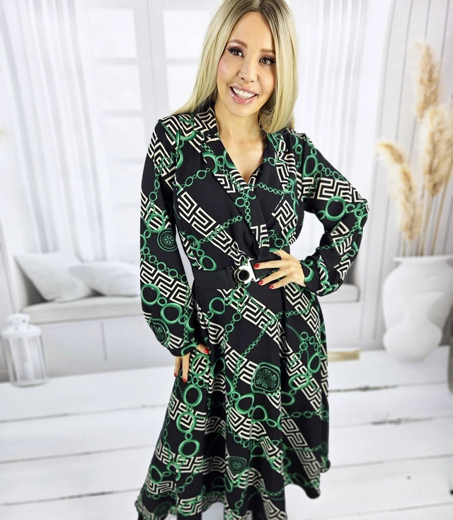 Elegantní šaty Krásné s páskem Obálkový výstřih LUNA