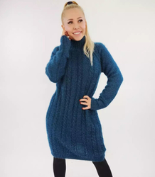 Pletené šaty s rolákem a vlněným rolákem