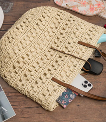 Ažurová boho taška na léto s podšívkou a zipem