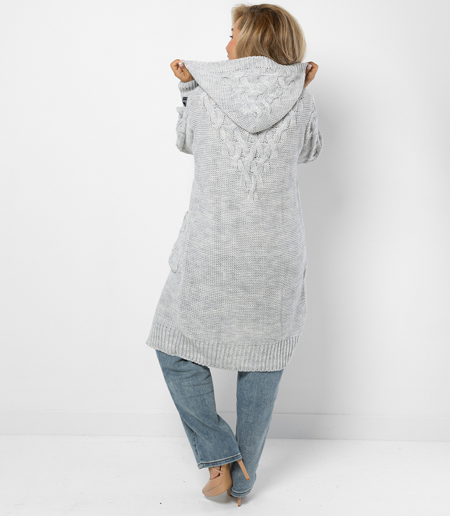 Kardigan Dlouhý tlustý svetr Kostkovaná vlna