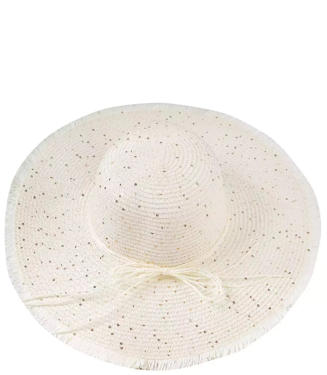 Módní velký pletený flitrový klobouk pro ženy