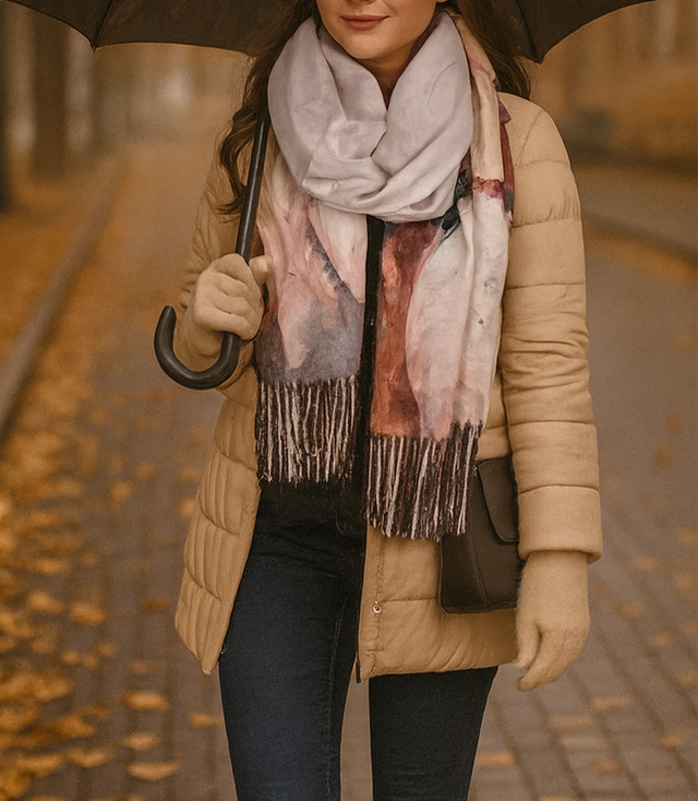 Dámský čtvercový šátek s třásněmi AGRAFKA