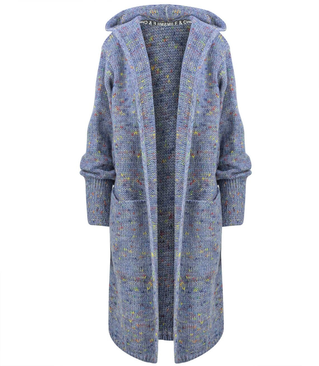 Dlouhý tlustý svetr CARDIGAN bufetový rukáv