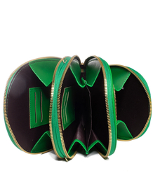 Malá stylová mini zaoblená kabelka 3 přihrádky 2 popruhy