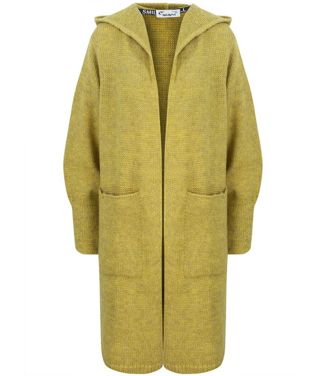 Dlouhý tlustý svetr CARDIGAN bufetový rukáv