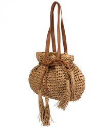 Pletená boho taška s popruhy a střapci