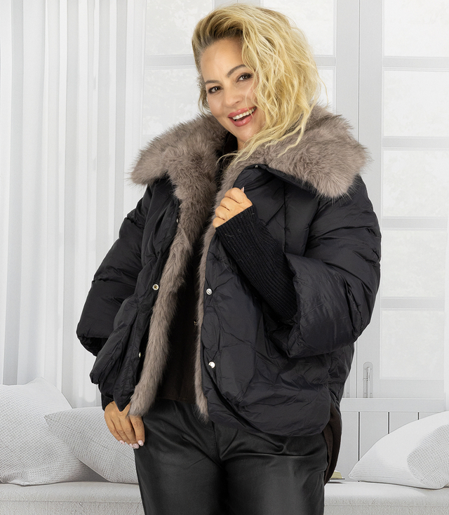 Zimní oversize bunda s kožešinou BOMBER LUX