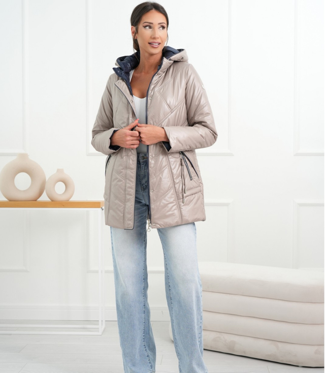 Dámská teplá přechodná bunda s kapucí Elegantní podzimní růže