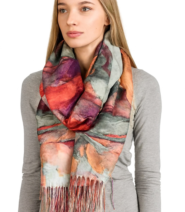 Dámský čtvercový šátek s třásněmi AGRAFKA