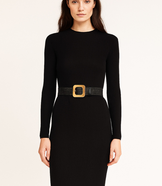 Pletený dámský opasek s velkou sponou