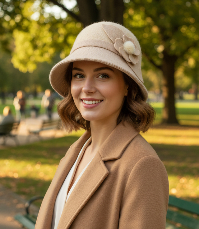 Dámský klobouk cloche patch flower