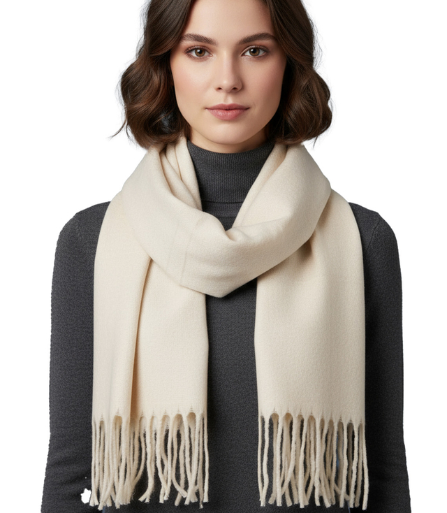 Elegantní šátek s třásněmi v jedné barvě