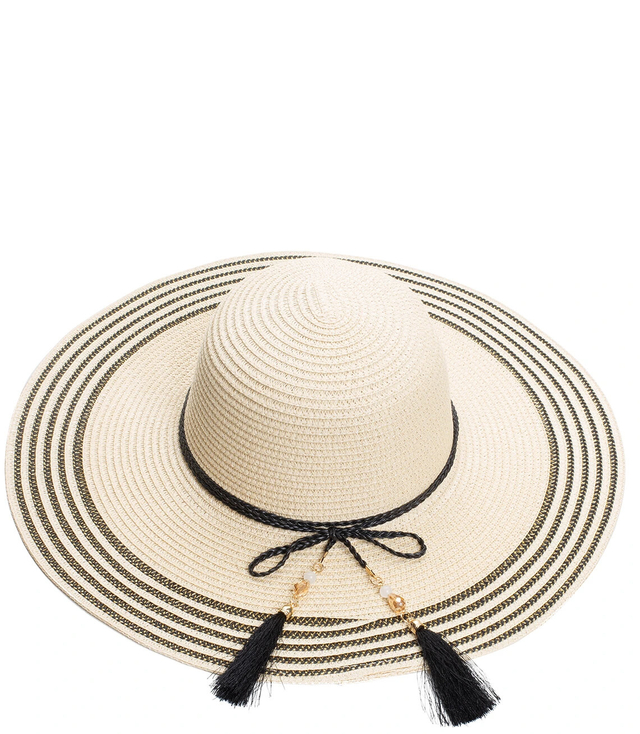 Módní velký pletený klobouk z copánků a korálků