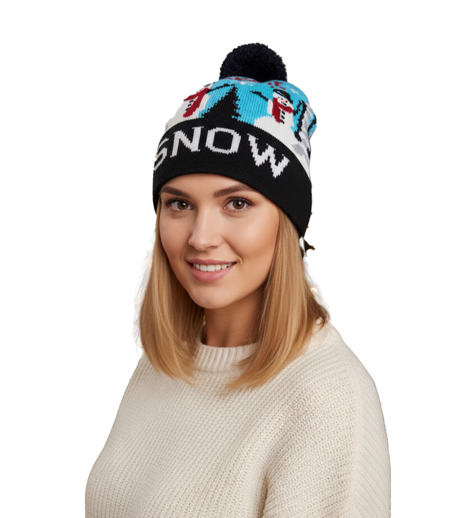 Zimní vánoční čepice s bambulí - ideální pro preze