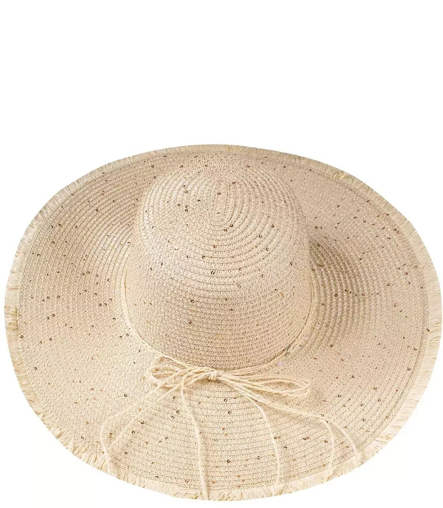Módní velký pletený flitrový klobouk pro ženy