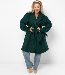 TEDDY dámský kabát z boucle tkaniny s medvědem