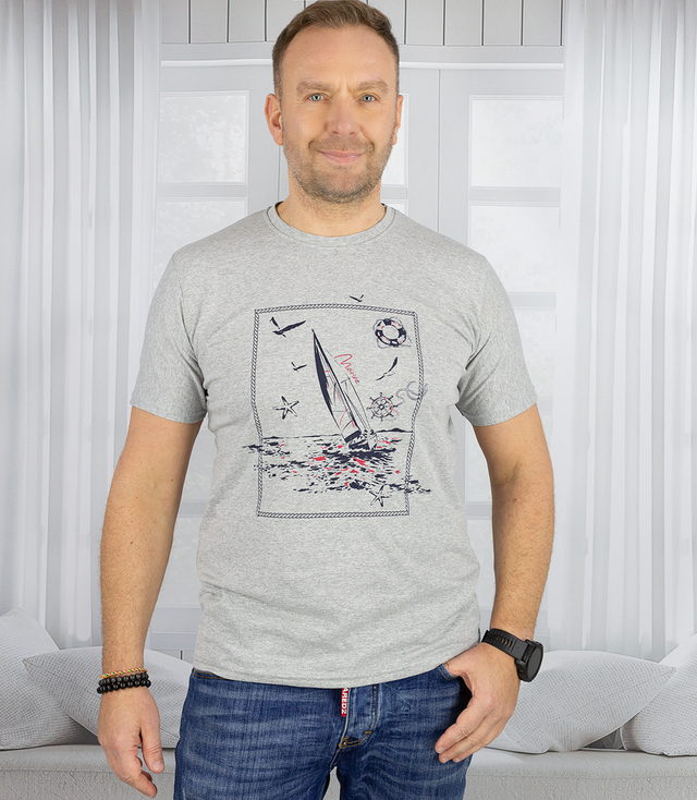 Pánské tričko s krátkým rukávem a námořnickým motivem