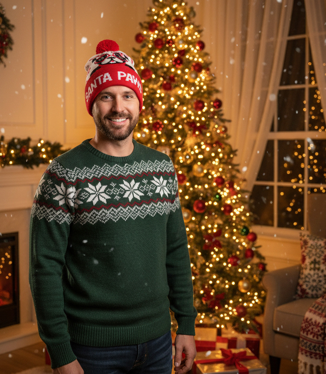 Zimní vánoční čepice s bambulí - ideální pro preze