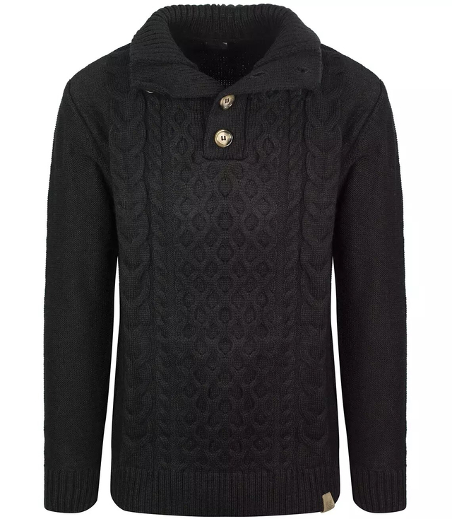 Pánský hrubý vlněný svetr s rolákem kostkovaný