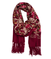 Dámský folklórní šátek s květinovým motivem a střapci