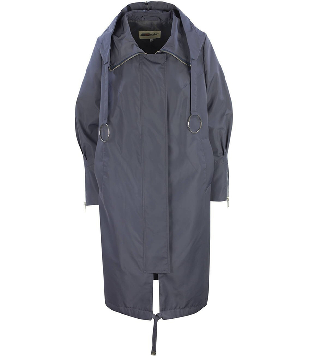 Dámský přechodný kabát oversize s kapucí