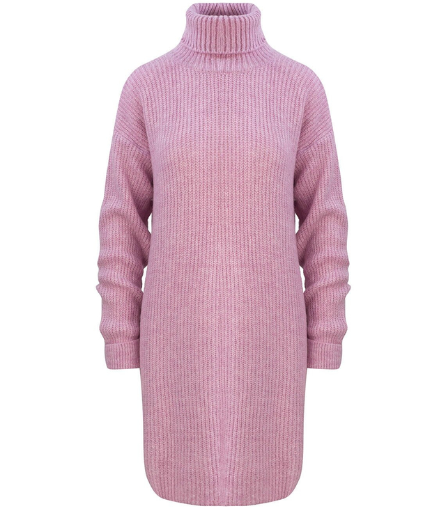 Jednobarevný pletený svetr šaty GOLF